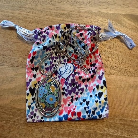 NEVER USED Brighton Silver Necklace with Blue and Green Floral Pendant - Picture 5 of 5